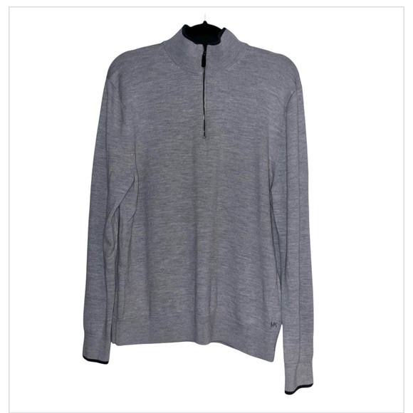 Michael Kors - Gray Half-Zip Sweater –100% Extra Fine Merino Wool -Size XL -EUC - Picture 3 of 7